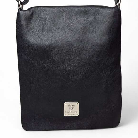 I. Medici Firenze Black Leather Crossbody Purse Women's Flap Front Boxy Designer - Picture 2 of 9